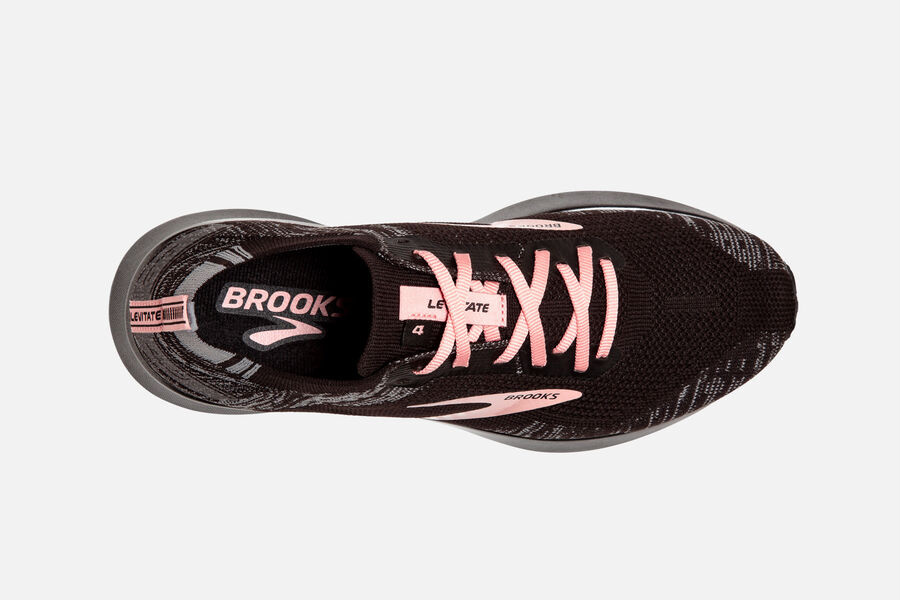 Levitate 4 Road Brooks Running Shoes NZ Womens - Black/Grey/Pink - HIPLCY-783